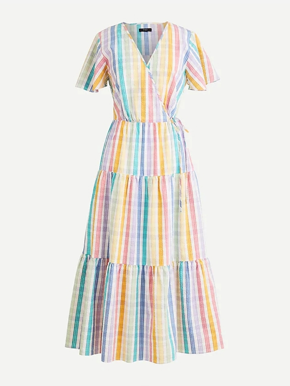 NWT J Crew Rainbow Gingham Stripe Maxi Dress 100% Cotton - Size 0